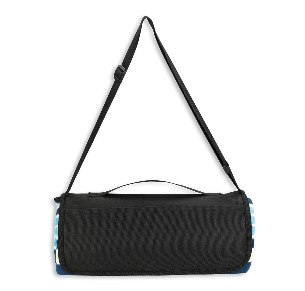 Full Color Shoulder Strap Fleece Picnic Blanket-default