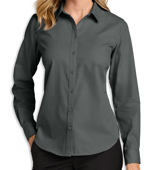 Port Authority Women's Easy Care Long Sleeve Nailhead Dress Shirt in Deep Black