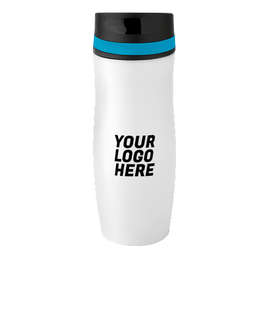 Full Color 14 oz. Persona Wave Trail Vacuum Insulated Tumbler - Color: White / Cyan Blue
