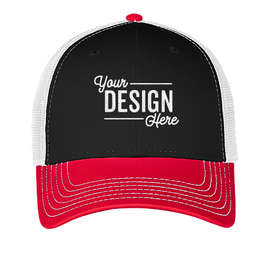 Otto Cap Low Profile Two-Tone Trucker Hat - Color: Red / Black / White