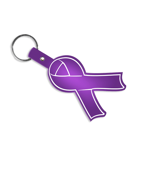 Awareness Ribbon Shaped Flexible Keychain in Translucent Purple
