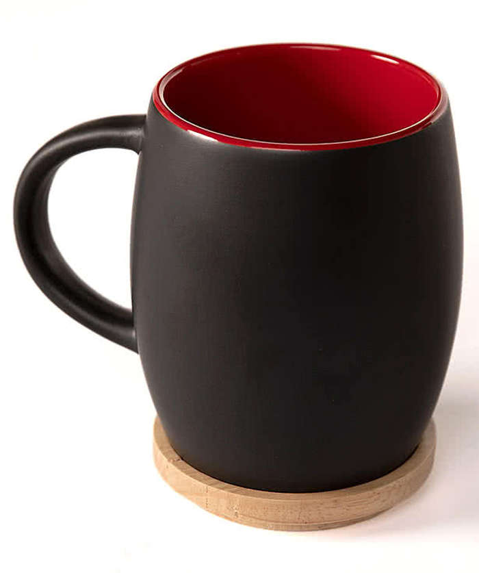 Hearth Coffee Mug with Wood Lid Coaster - 14 oz.