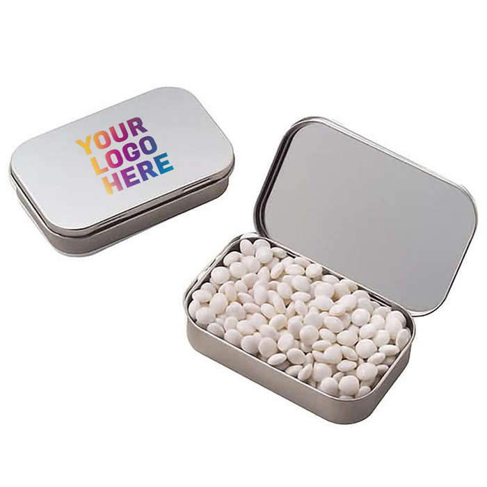 Full Color White Mints Large Hinged Tin
