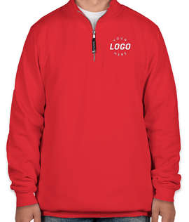 Charles River Crosswind Quarter Zip Sweatshirt - Embroidered - Color: Red