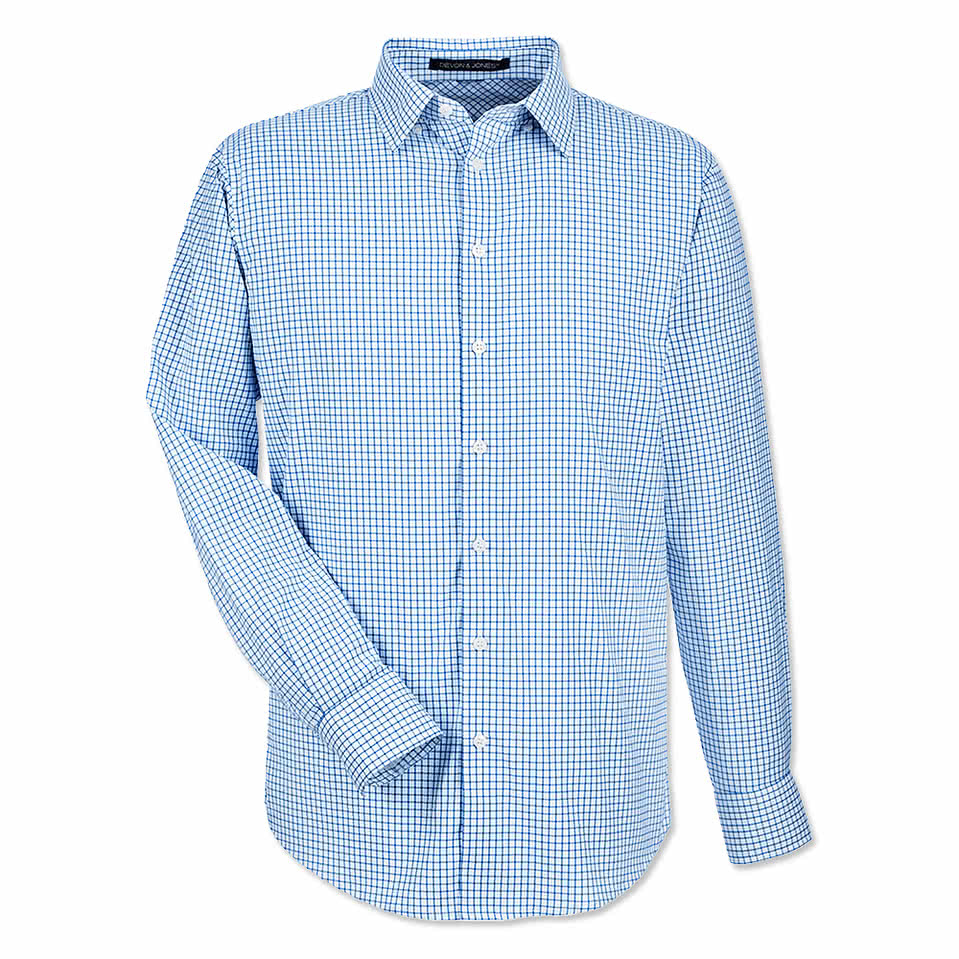 Devon & Jones CrownLux Micro Windowpane Performance Dress Shirt - Embroidered