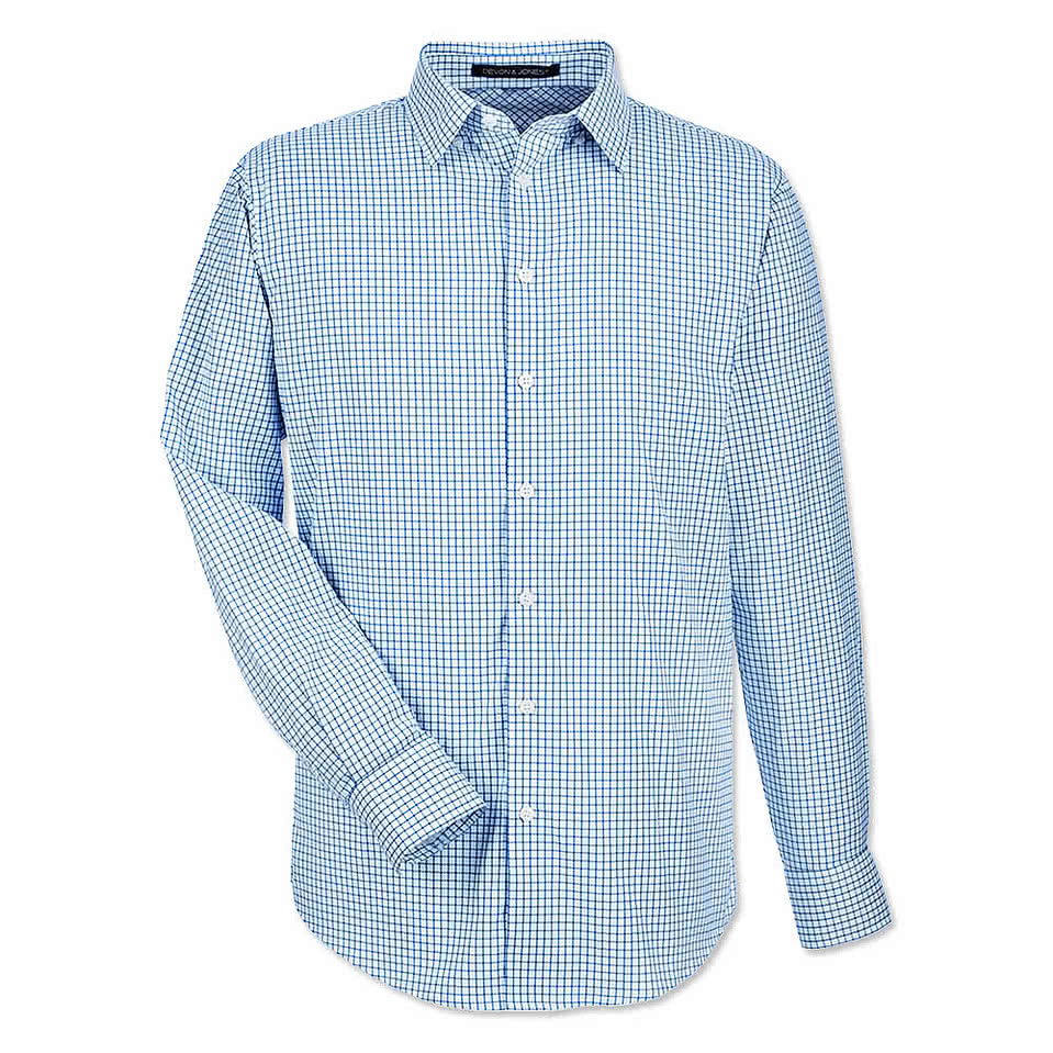 Devon & Jones CrownLux Micro Windowpane Performance Dress Shirt - Printed