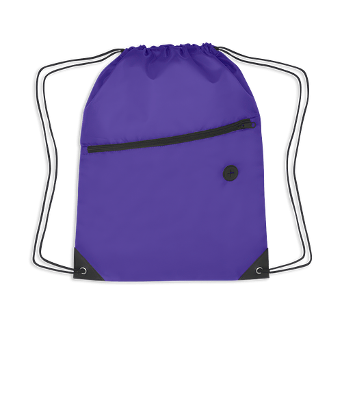 Full Color Sports Pack Zippered Drawstring Bag in Purple