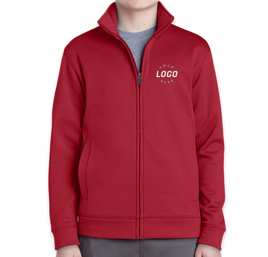 Sport-Tek Youth Sport-Wick Tech Fleece Full Zip Jacket in Deep Red