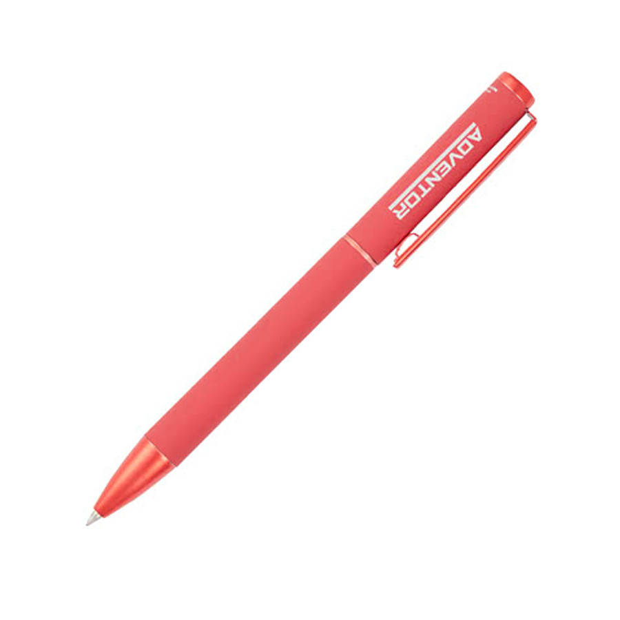 Full Color Harper Soft Touch Recycled Aluminum Gel Pen (black ink) in Black