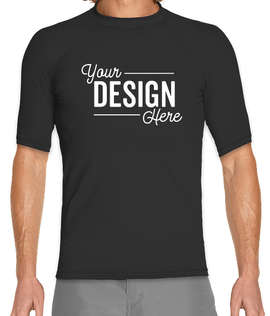 Wet Effect Short Sleeve Rash Guard Shirt - Color: Black