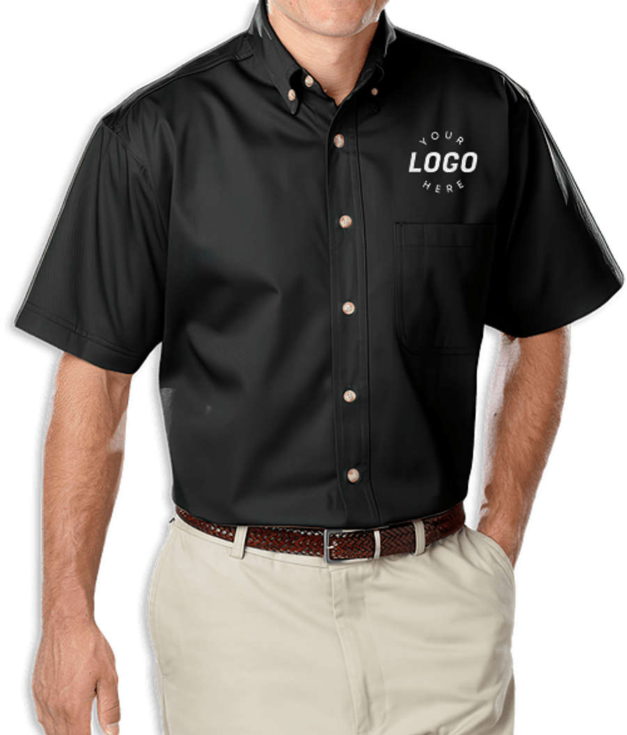 Blue Generation Colorfast Twill Short Sleeve Dress Shirt - Embroidered in Black