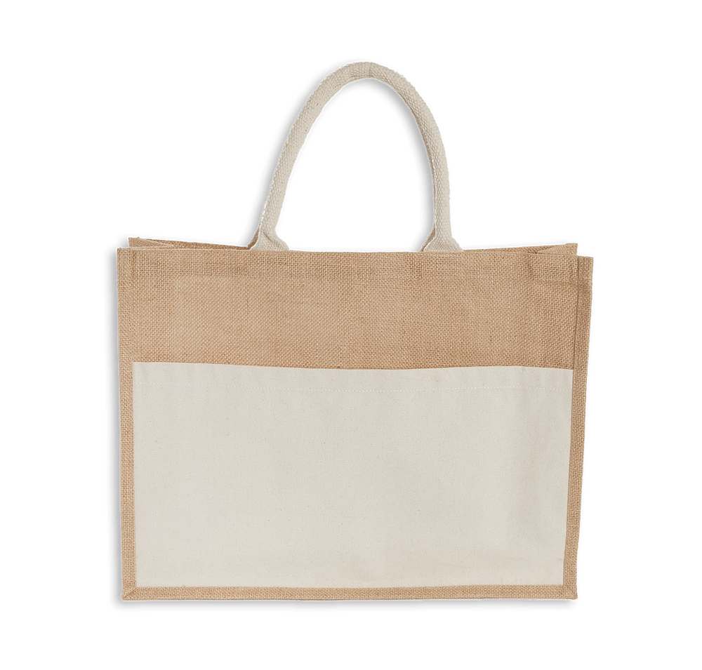 Jute Recycled Cotton Pocket Shopper Tote Bag-default