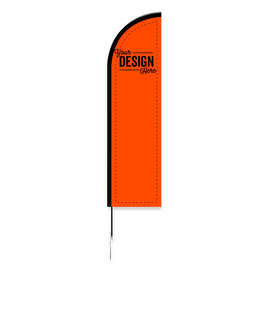 Full Color 8' Feather Flag with Ground Stake - Color: Orange