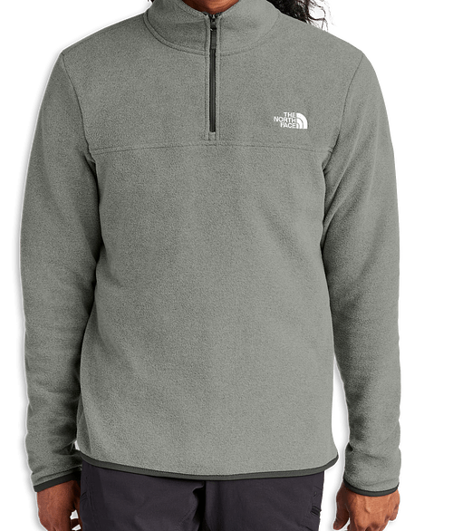 The North Face Glacier Recycled Quarter Zip Fleece Pullover - Printed in TNF Medium Grey Heather