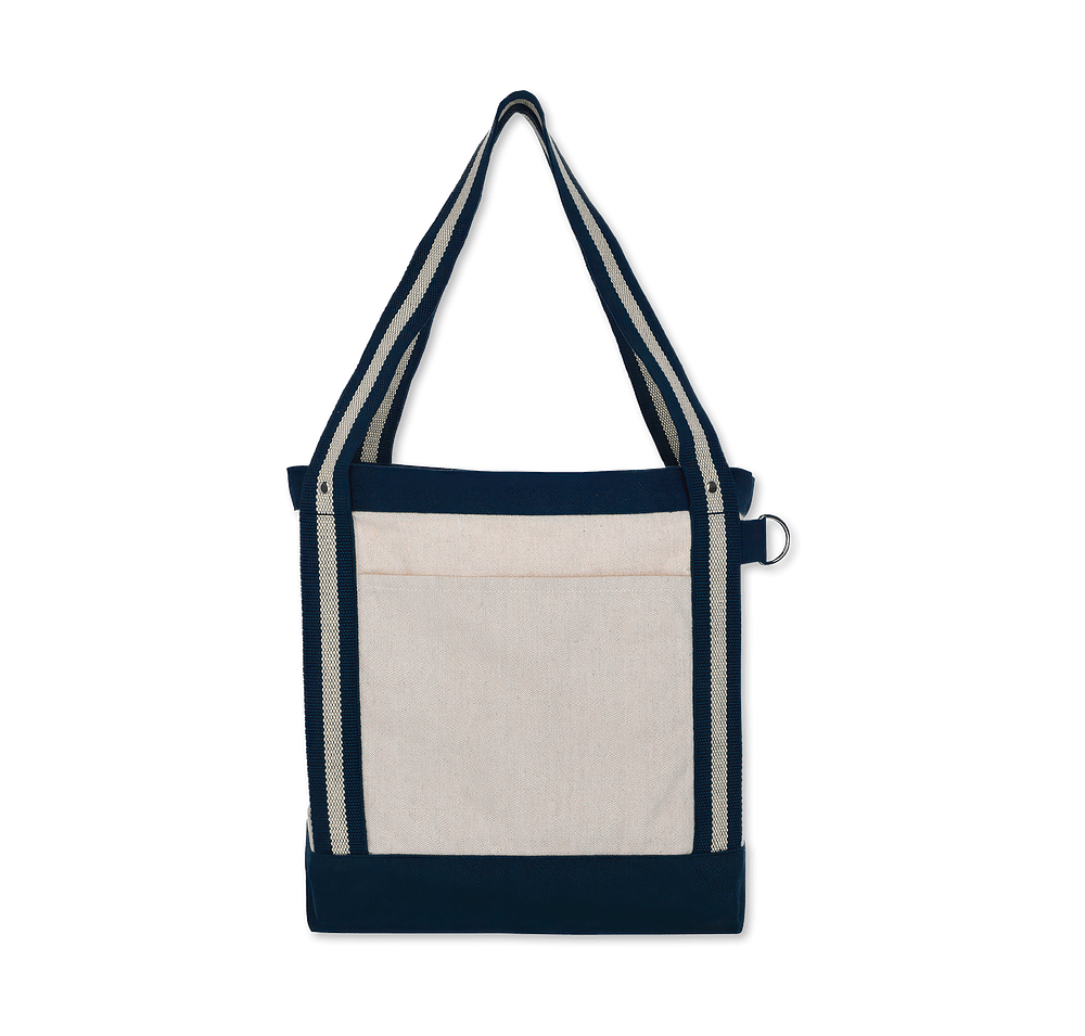 Full Color V Natural Striped Recycled Cotton Tote Bag-default
