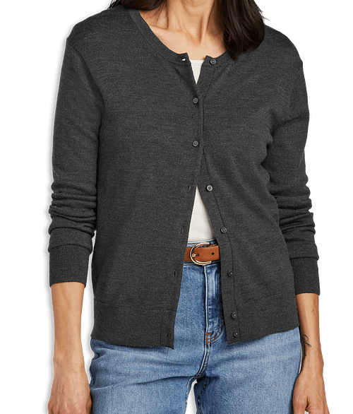 Brooks Brothers Women’s Merino Wool Button-Front Cardigan in Windsor Grey Heather
