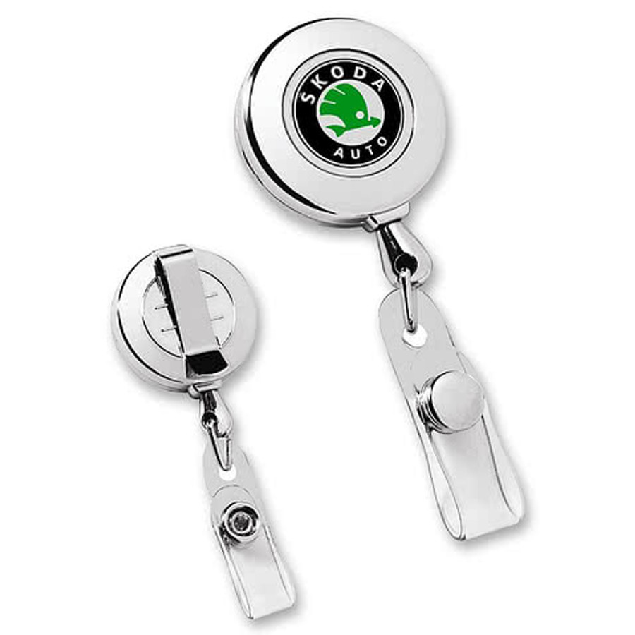 Circle Chrome Retractable Badge Holder in Chrome