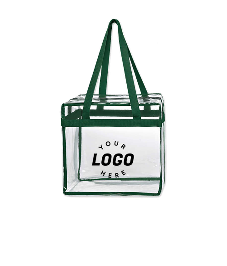 Clear EVA Zippered Tote Bag in Clear / Forest Green