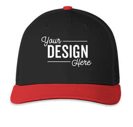 New Era Snapback Low Profile Trucker Hat - Color: Black / Scarlet