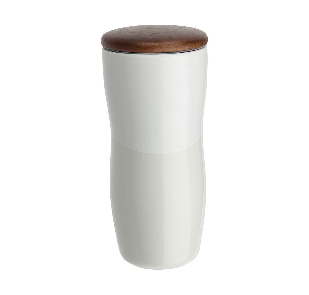 12 oz. Adriano Ceramic Tumbler with Wood Lid-default