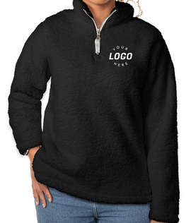 J. America Women’s Epic Sherpa Quarter-Zip Pullover - Color: Black