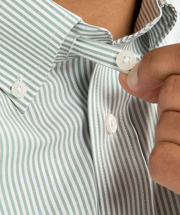 Devon & Jones Banker Stripe Dress Shirt - Embroidered