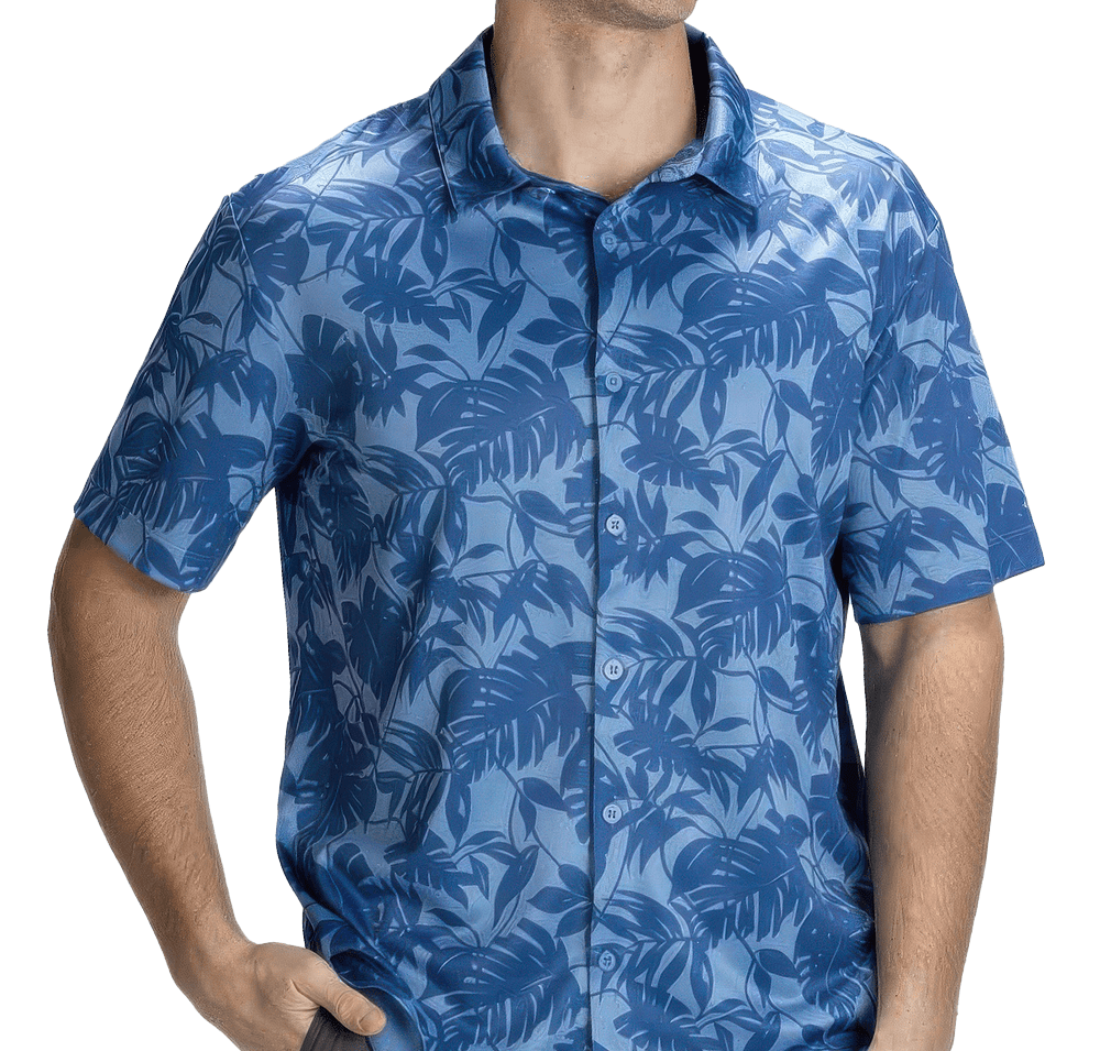 Edwards UPF 40 Palm Leaf Print Short Sleeve Camp Shirt-default