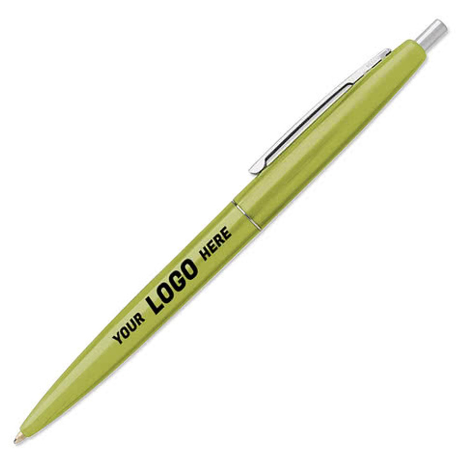 Clic Silver Trim Ballpoint Pen (black ink) in White