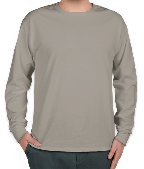 Hanes ComfortWash Garment Dyed Long Sleeve T-shirt in Concrete Grey