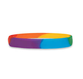 Debossed Single Color Silicone Bracelet - Color: Rainbow