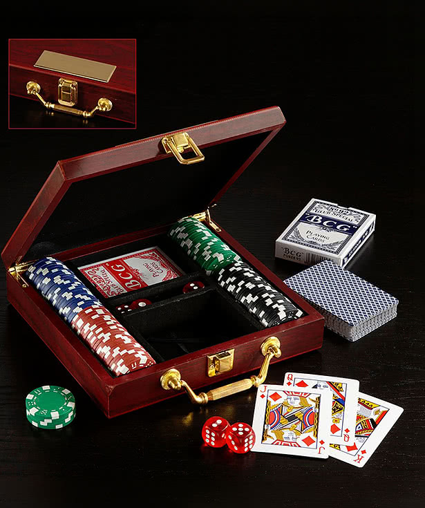 Wooden Box Poker Set