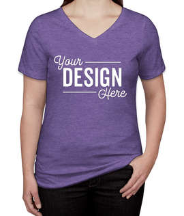 Bella + Canvas Women's Tri-Blend V-Neck T-shirt - Color: Purple Triblend