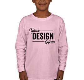 Gildan Youth Ultra Cotton Long Sleeve T-shirt - Color: Light Pink