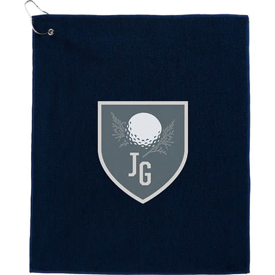 Full Color Recycled Terry Golf Towel in White