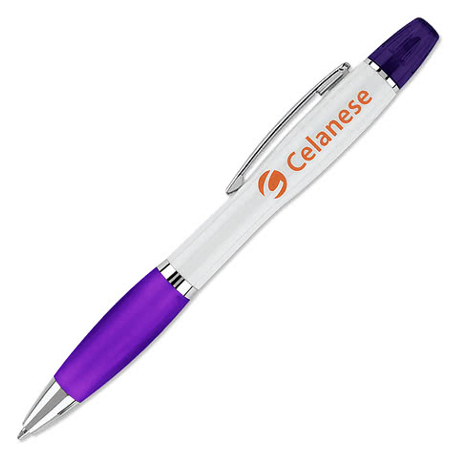 Curvaceous Highlighter and Ballpoint Pen (black ink) in Purple