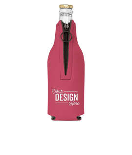 Foldable Foam Zipper Bottle Cooler - Color: Crimson
