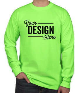 Bayside USA-Made 100% Cotton Long Sleeve T-shirt - Color: Lime Green