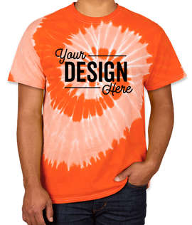 Dyenomite 100% Cotton Two-Tone Spiral Tie-Dye T-shirt - Color: Orange