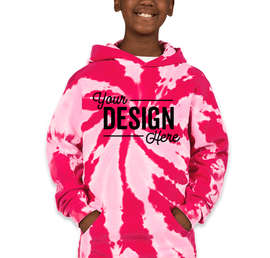 Port & Company Youth Tie-Dye Pullover Hoodie - Color: Pink
