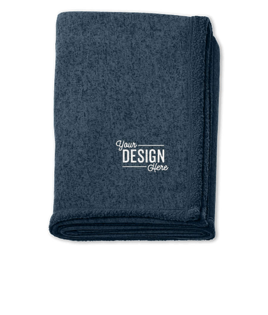Port Authority Arc Sweater Fleece Blanket in Insignia Blue Heather
