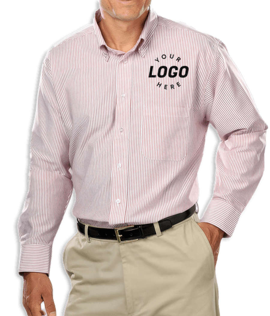 Blue Generation Oxford Dress Shirt in Burgundy / White Stripe