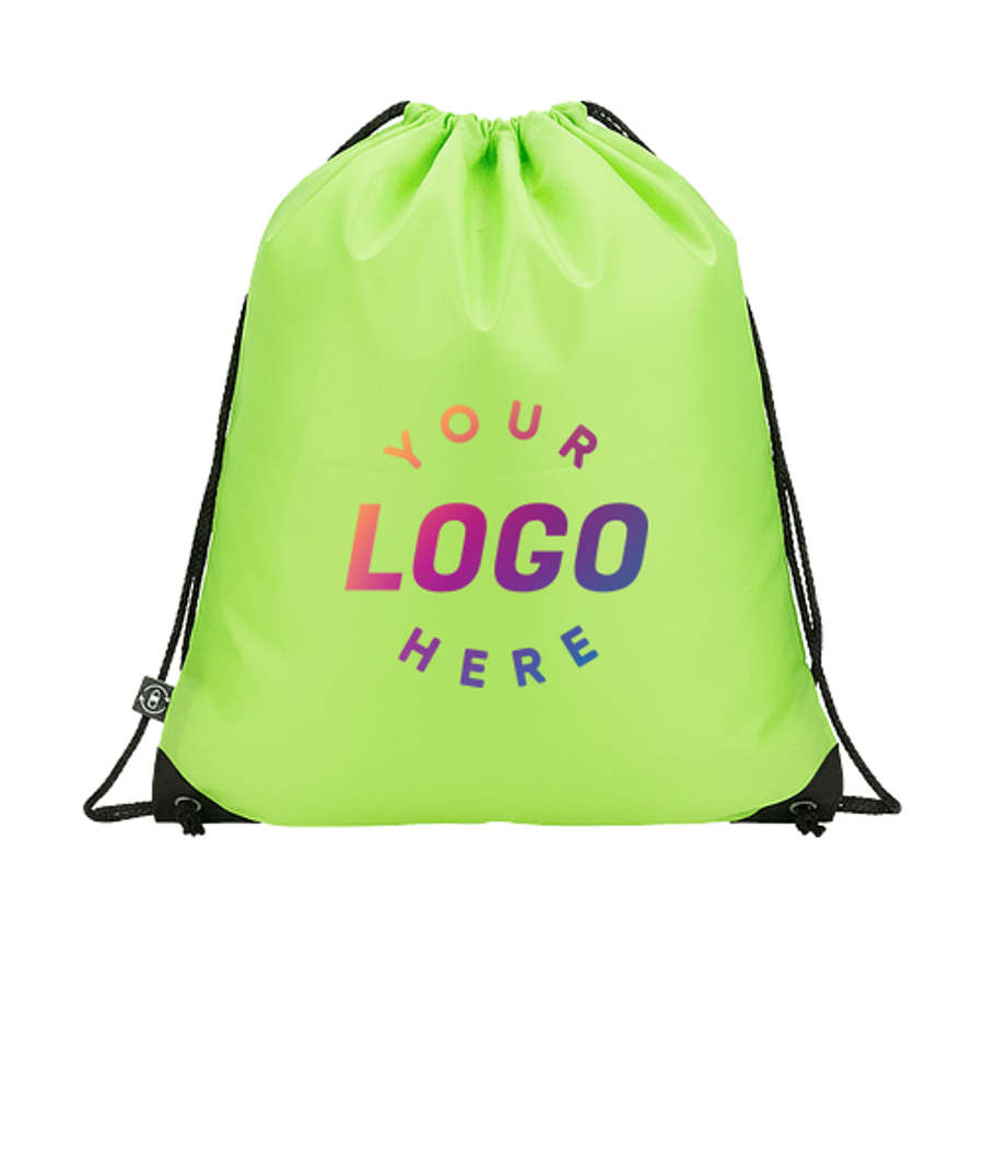 Full Color Grab 'N Go Recycled Drawstring Bag in Lime Green