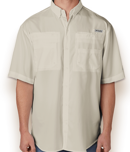 Columbia Tamiami II Short Sleeve Fishing Shirt - Embroidered in Fossil