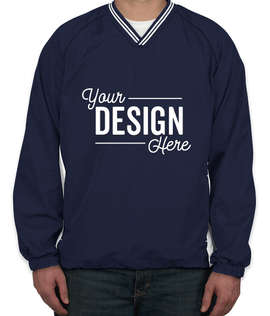 Sport-Tek Tipped V-Neck Windshirt - Color: True Navy / White