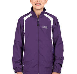 Sport-Tek Youth Full Zip Colorblock Warm-Up Jacket - Color: Purple / White