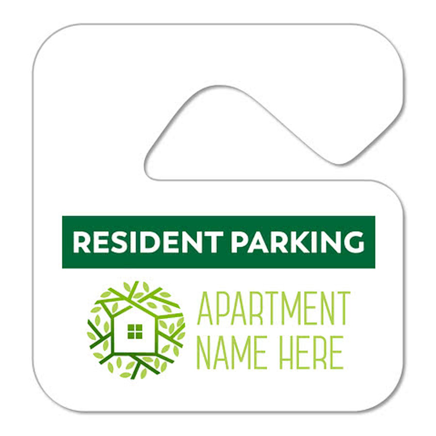Full Color 2.75" x 2.88" Mini Parking Permit Mirror Hang Tag in White
