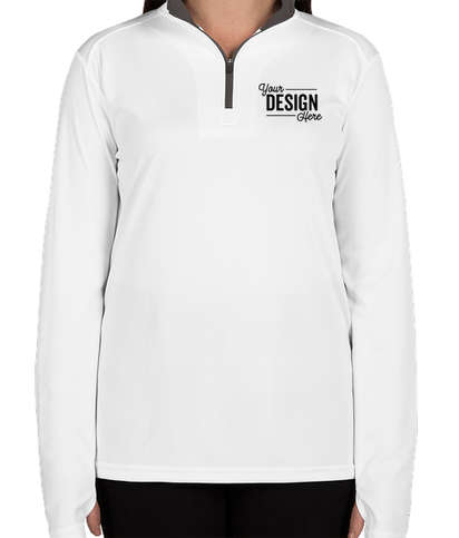 Badger Women's Contrast Quarter Zip Performance Shirt - White / Graphite