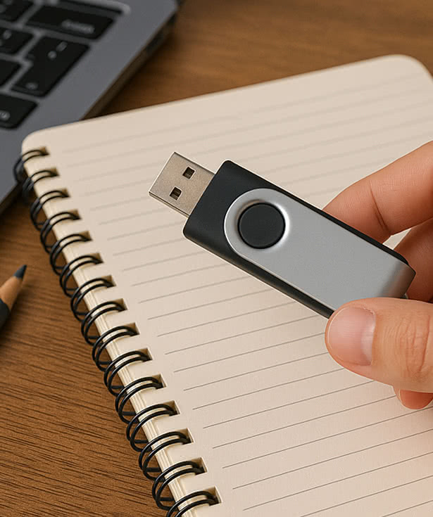 Full Color Silver Swivel USB Flash Drive 8GB