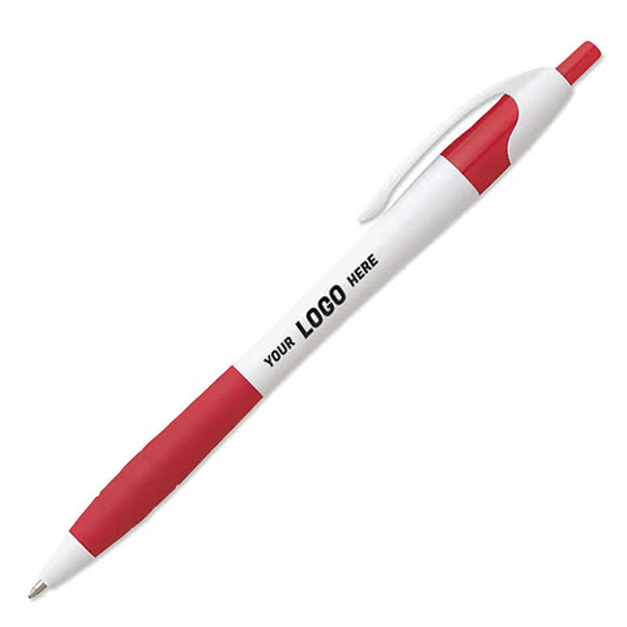 Cougar Rubber Grip Pen (black ink) in White / Black Trim