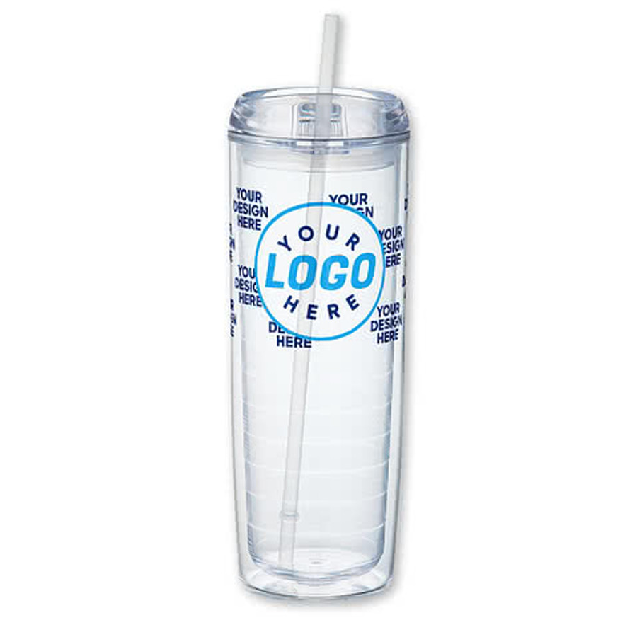 Full Color Wrap 24 oz. Mega Vortex Acrylic Tumbler with Straw in Clear
